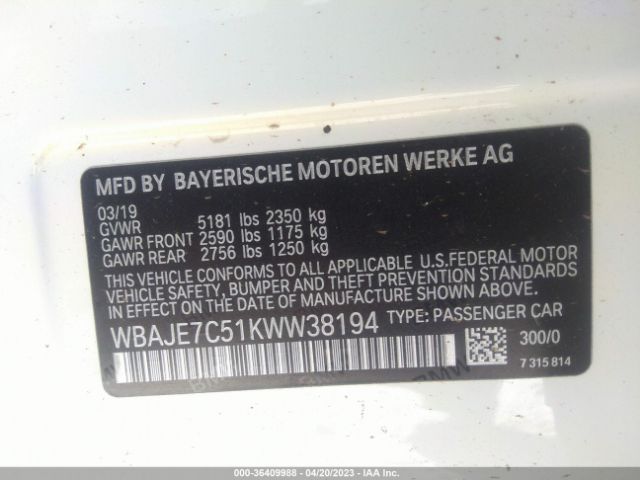 WBAJE7C51KWW38194 BMW 5 Series 540i Xdrive