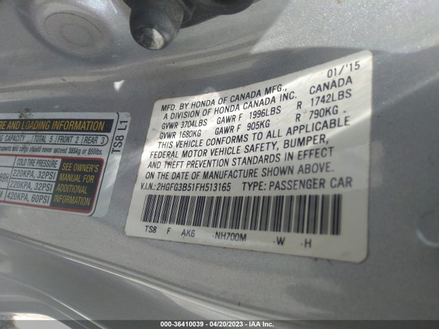 Honda Civic Coupe Lx 2015 2HGFG3B51FH513165 Image 9