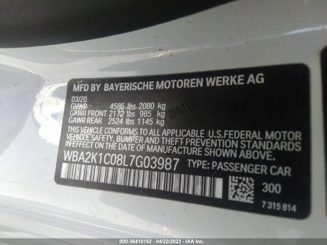 2020 BMW 2 Series, VIN: WBA2K1C08L7G03987