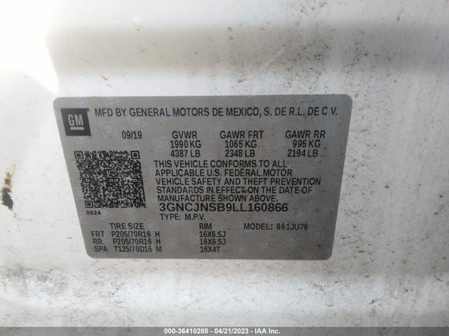Chevrolet TRAX LS 2020 3GNCJNSB9LL160866 Image 9