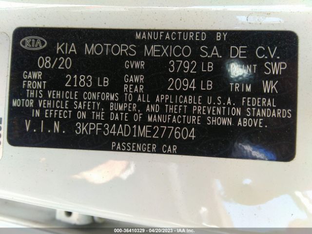 3KPF34AD1ME277604 KIA Forte Gt-line