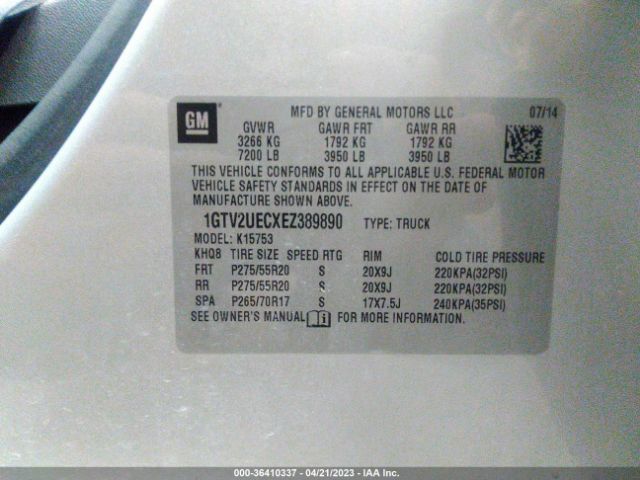 1GTV2UECXEZ389890 GMC Sierra 1500 Sle