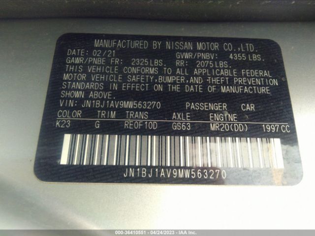 JN1BJ1AV9MW563270 Nissan Rogue Sport S