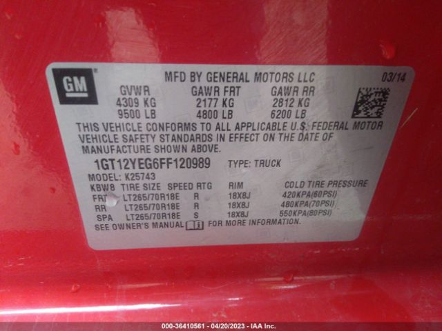 1GT12YEG6FF120989 GMC Sierra 2500hd Sle
