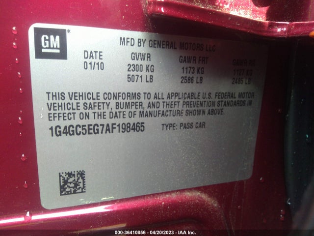 2010 BUICK LACROSSE CXL VIN: 1G4GC5EG7AF198465