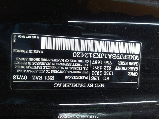 2018 Smart Fortwo Electric Drive, VIN: WMEFJ9BA1JK312420