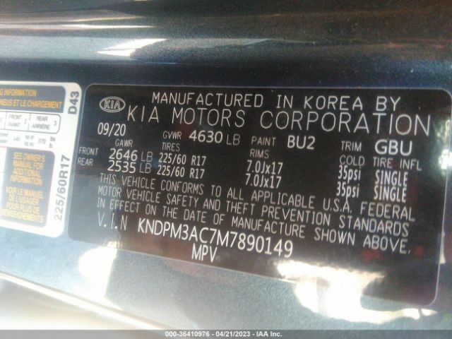 KNDPM3AC7M7890149 KIA Sportage Lx