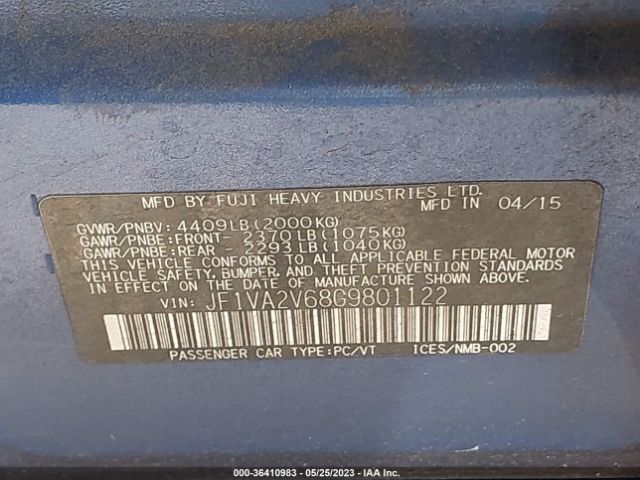 JF1VA2V68G9801122 Subaru Wrx Sti