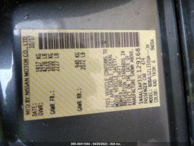 1N4AL3AP3JC129168 Nissan Altima 2.5 S