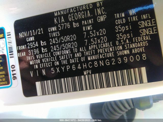 5XYP64HC8NG239008 KIA Telluride S