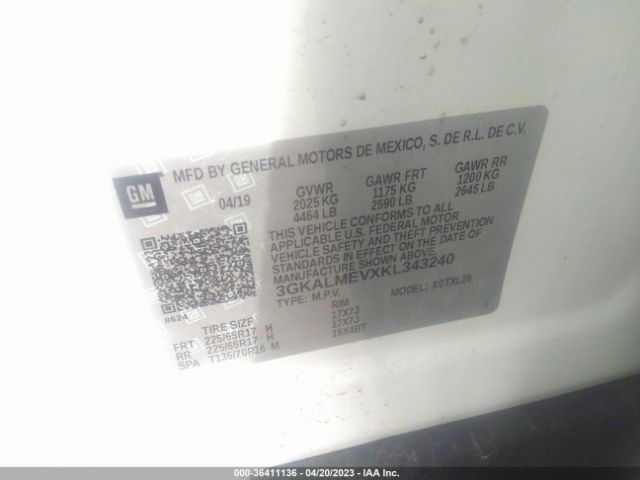 3GKALMEVXKL343240 GMC Terrain Sle