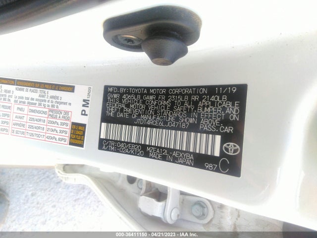 Toyota Corolla Xse 2020 JTDT4RCE6LJ047187 Image 9