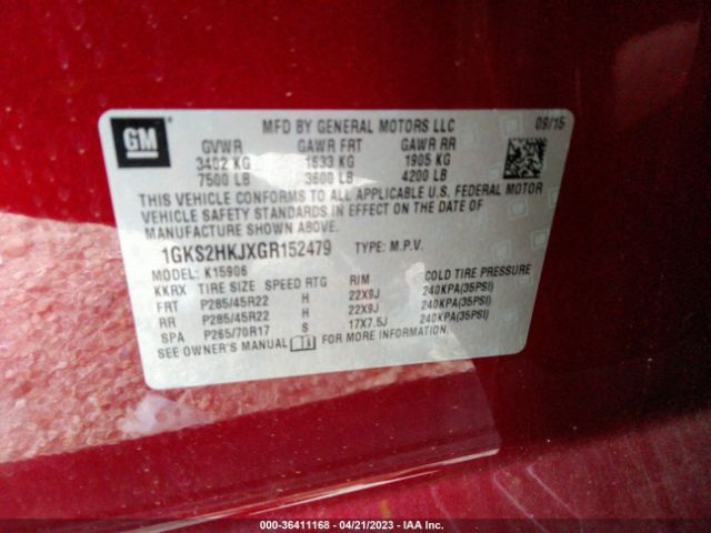 1GKS2HKJXGR152479 GMC YUKON XL DENALI