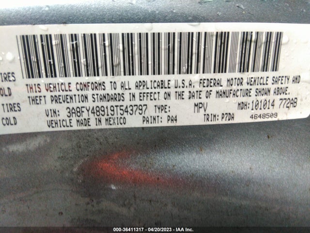 2009 CHRYSLER PT CRUISER VIN: 3A8FY48919T543797