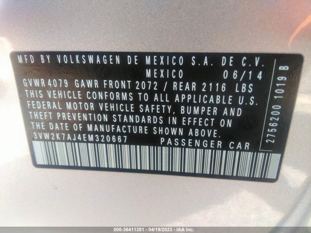 3VW2K7AJ4EM320667 Volkswagen Jetta Sedan S