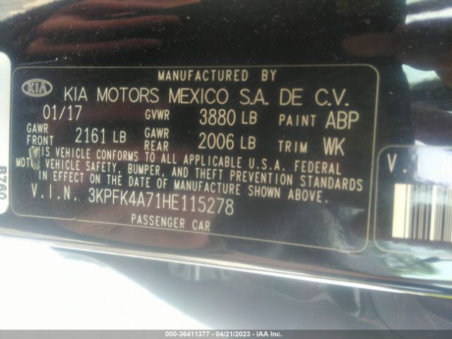 3KPFK4A71HE115278 KIA FORTE LX