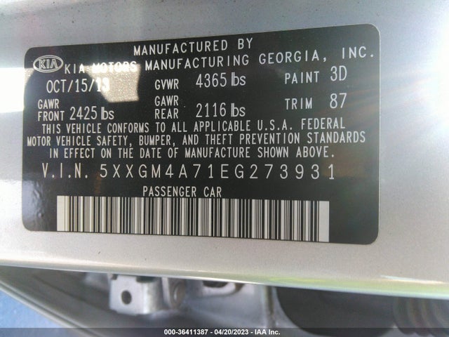 KIA Optima Lx 2014 5XXGM4A71EG273931 Image 9