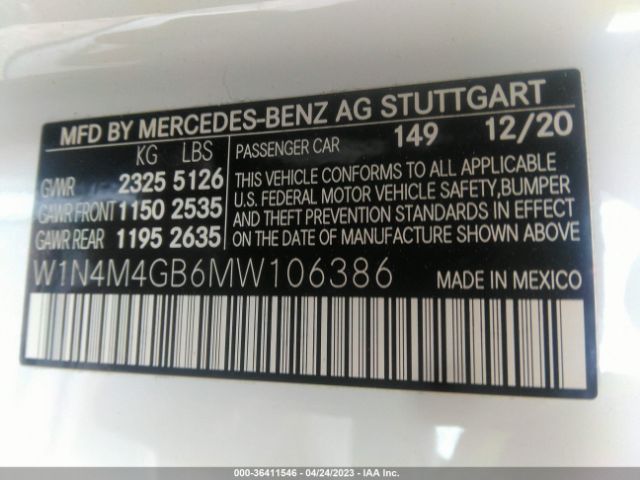 W1N4M4GB6MW106386 Mercedes-Benz GLB 250
