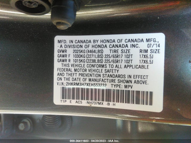 Honda Cr-v Ex-l 2014 2HKRM3H7XEH553232 Image 9