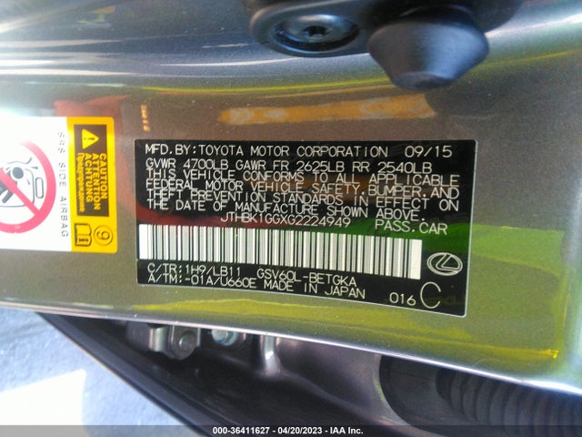 JTHBK1GGXG2224949 Lexus ES 350