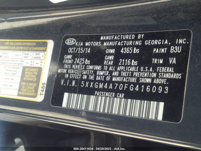 5XXGM4A70FG416093 KIA Optima Lx