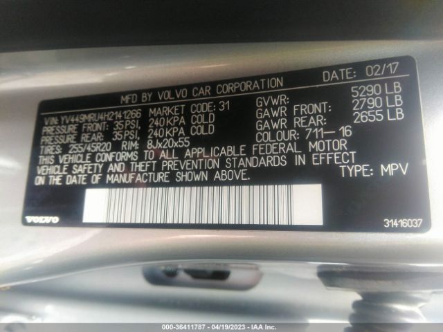 YV449MRU4H2141266 Volvo Xc60 Inscription