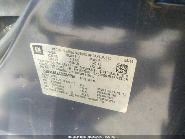 Chevrolet EQUINOX LT 2014 2GNALBEK3E6364999 Image 10