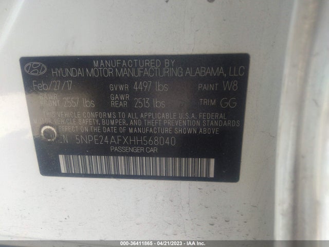 Hyundai Sonata 2017 5NPE24AFXHH568040 Image 9