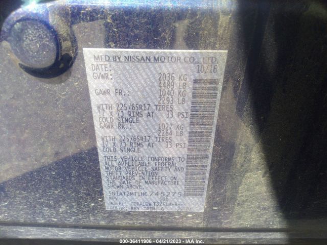 5N1AT2MT1HC745275 Nissan ROGUE SV