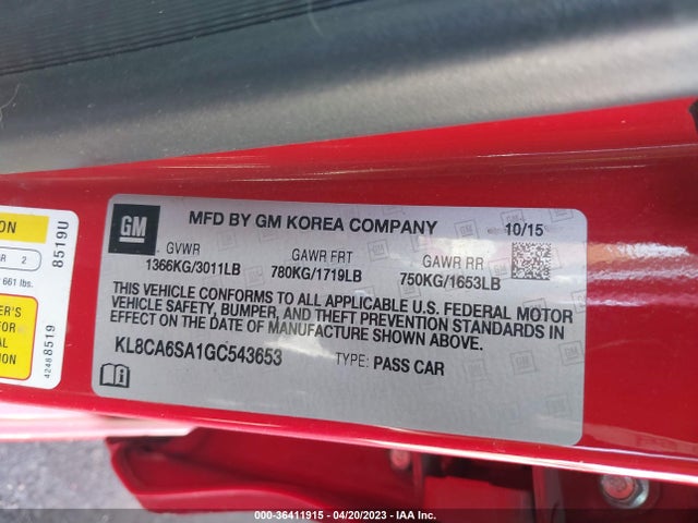 Chevrolet SPARK LS 2016 KL8CA6SA1GC543653 Image 11