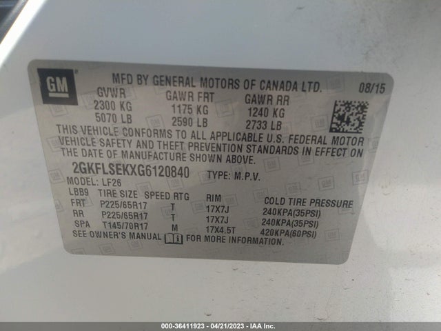 GMC Terrain Sle 2016 2GKFLSEKXG6120840 Image 9