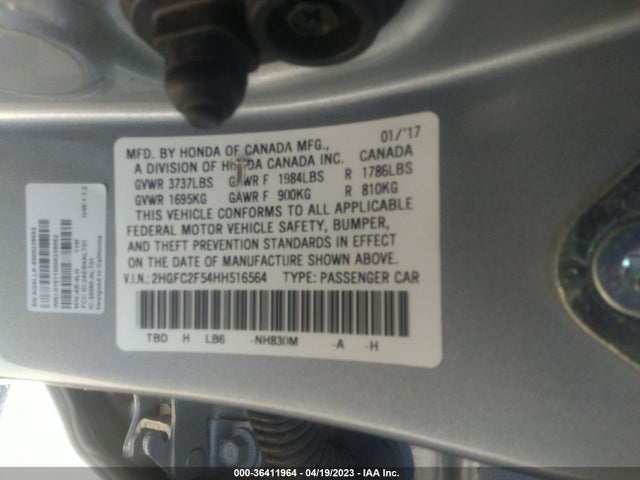 Honda Civic Sedan Lx 2017 2HGFC2F54HH516564 Image 9