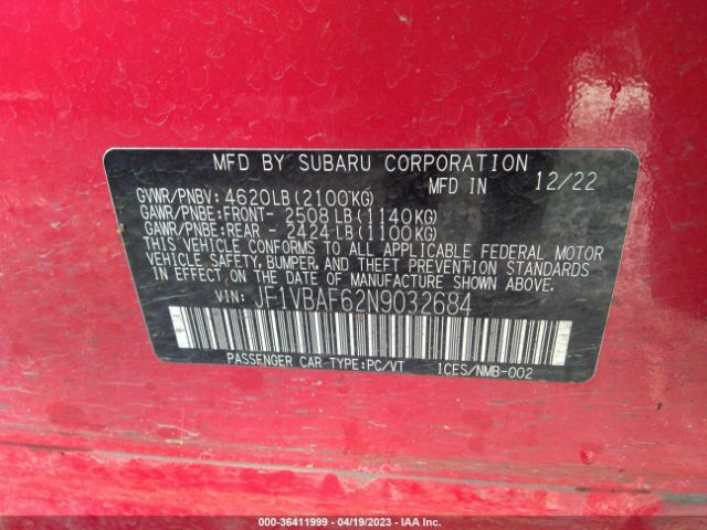 JF1VBAF62N9032684 Subaru Wrx Premium