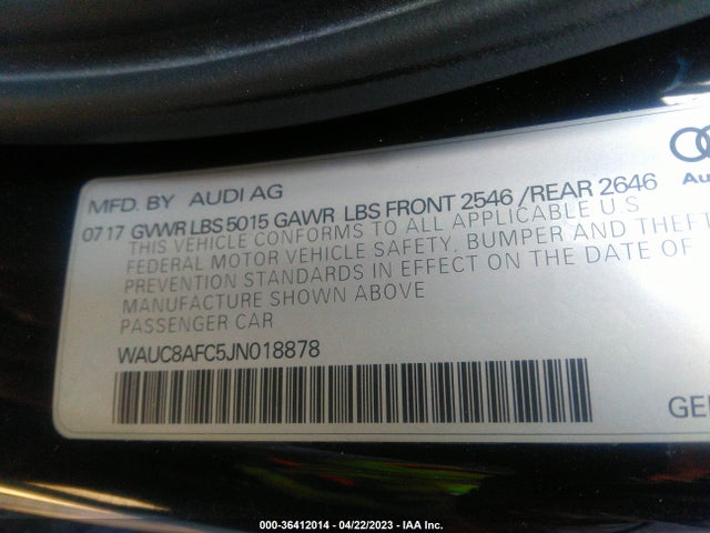 WAUC8AFC5JN018878 Audi A6 Premium/sport