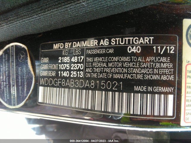 Aukcja sprzedaży 2013 Mercedes-benz C-class C 300, vin: WDDGF8AB3DA815021, numer aukcji: 36412084