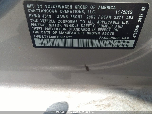 1VWAT7A30EC051577 Volkswagen PASSAT S