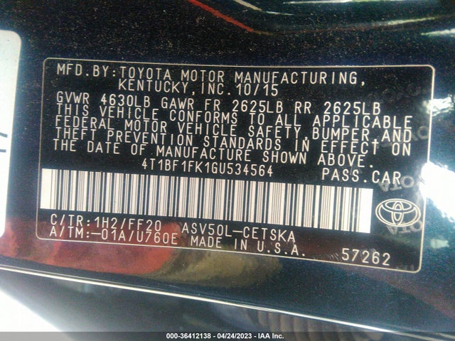 Toyota CAMRY SE 2016 4T1BF1FK1GU534564 Image 10