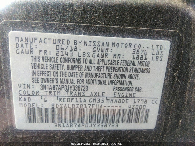 Nissan SENTRA S 2018 3N1AB7AP0JY338723 Image 9