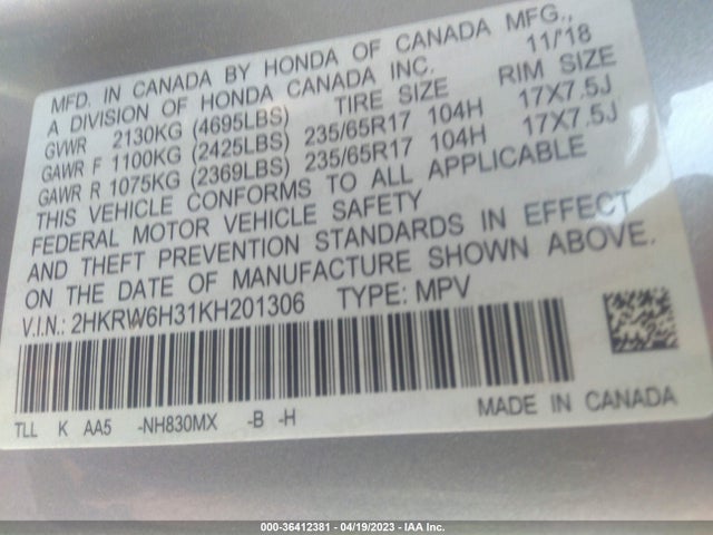 Honda CR-V LX 2019 2HKRW6H31KH201306 Image 10