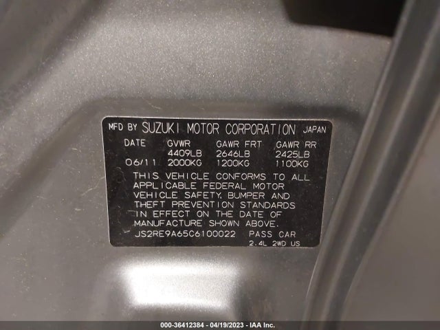 2012 SUZUKI KIZASHI GTS SPORT VIN: JS2RE9A65C6100022