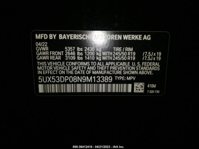 5UX53DP08N9M13389 BMW X3 Xdrive30i