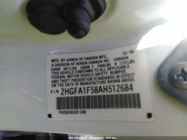 2010 HONDA CIVIC SDN LX VIN: 2HGFA1F58AH512684
