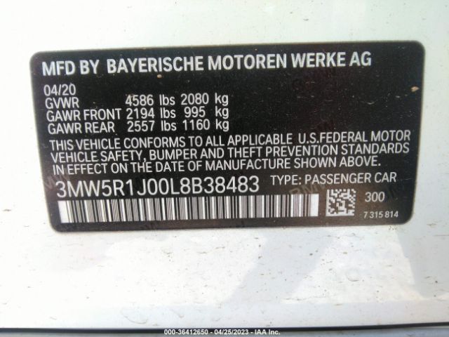 3MW5R1J00L8B38483 BMW 3 Series 330i