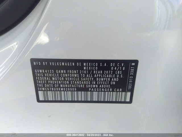 3VWC57BUXKM028909 Volkswagen Jetta S/se/r-line