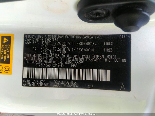 2T2BK1BA6FC319489 Lexus RX 350