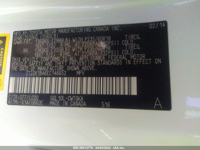 2T2ZK1BA6EC146652 Lexus RX 350