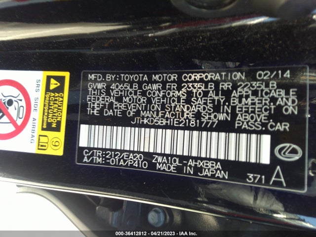 Lexus Ct 200h Hybrid 2014 JTHKD5BH1E2181777 Image 10