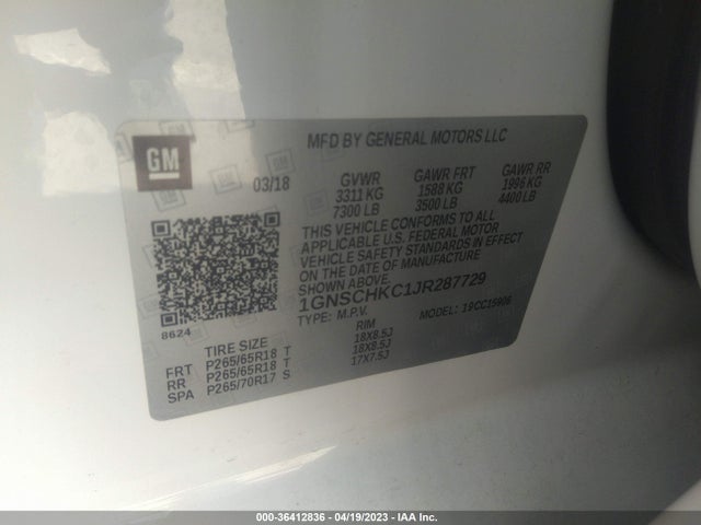 Chevrolet Suburban Lt 2018 1GNSCHKC1JR287729 Image 11