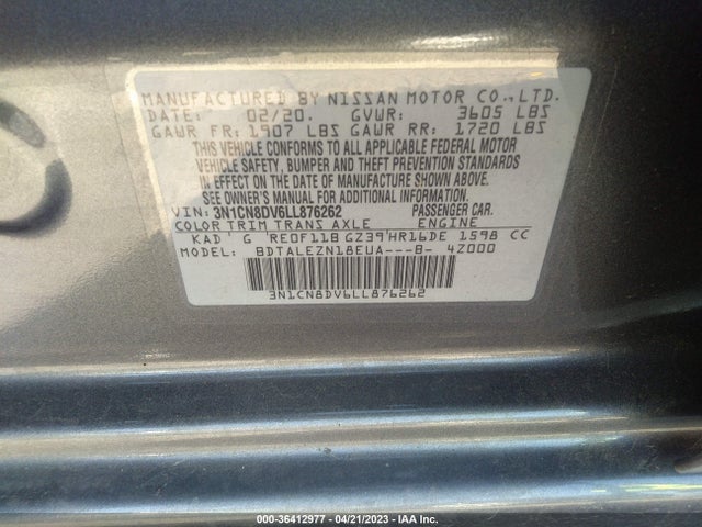 Nissan VERSA S 2020 3N1CN8DV6LL876262 Image 9
