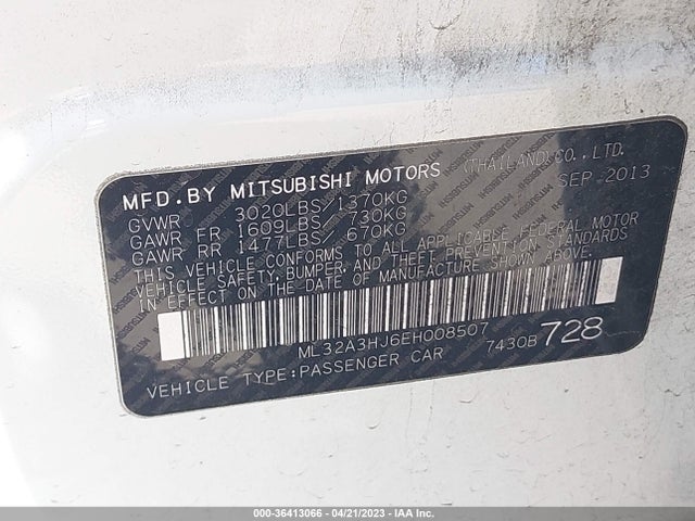 ML32A3HJ6EH008507 Mitsubishi MIRAGE DE